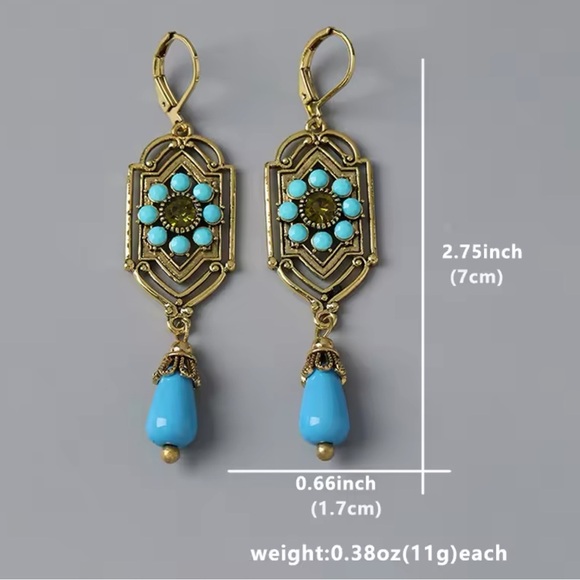 Marquis Ethnic Vintage Bronze Brushed Earrings - Picture 3 of 6